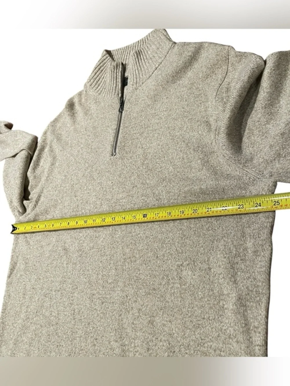 Mens XXL J Crew 1/4 Zip Sweater Merino Wool Blend Pullover Beige Tan 2XL